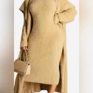 Solid Elegant Two-piece
Set, Open Front Set